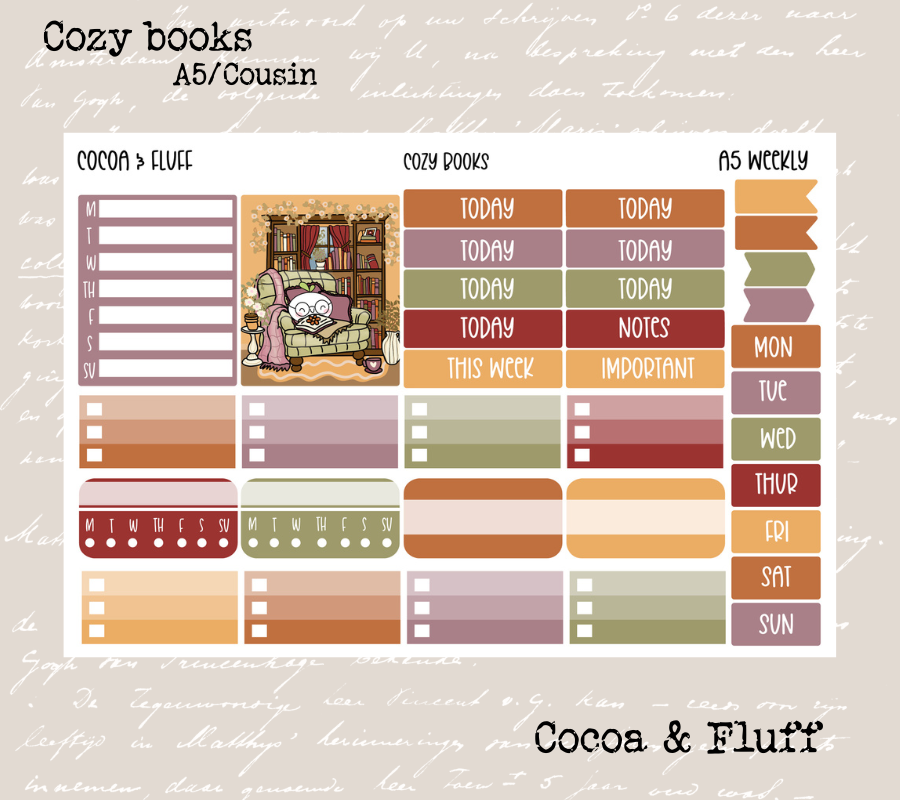 Cozy Books Hobonichi Cousin Weekly Sticker Kit