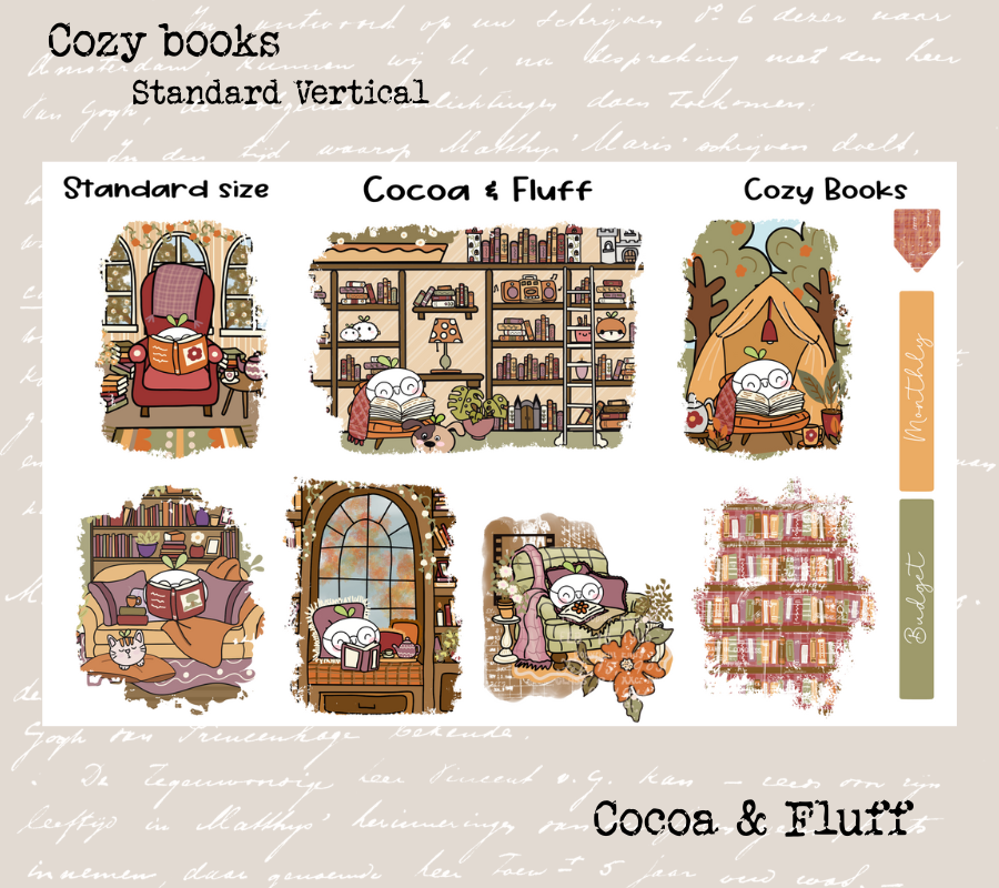 Cozy Books Standard Vertical Weekly Sticker Kit