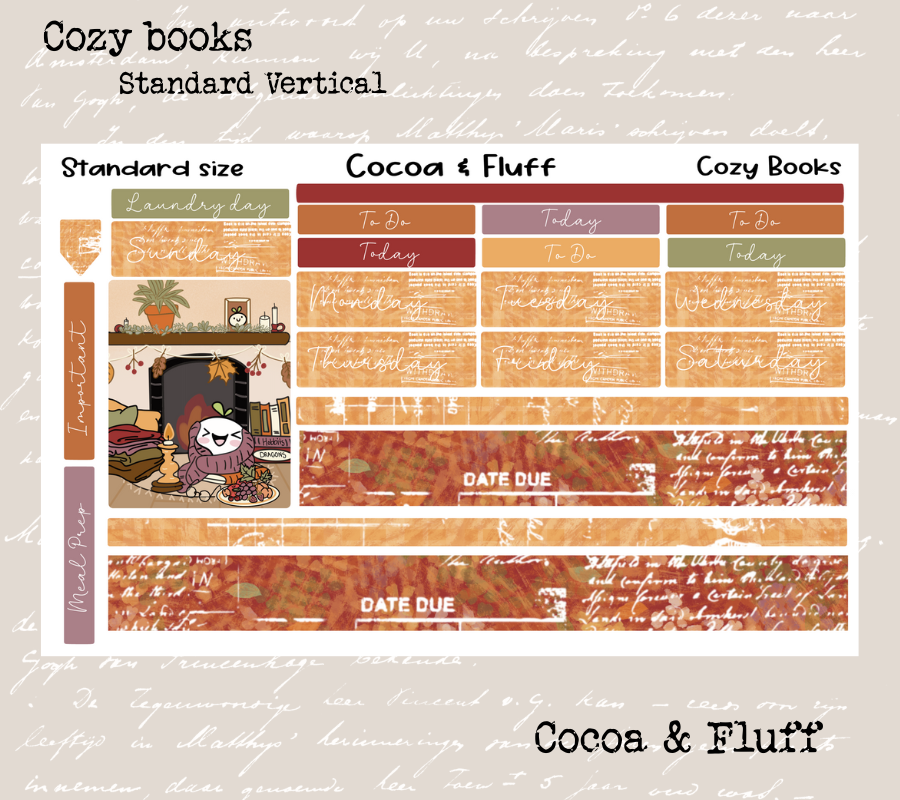 Cozy Books Standard Vertical Weekly Sticker Kit