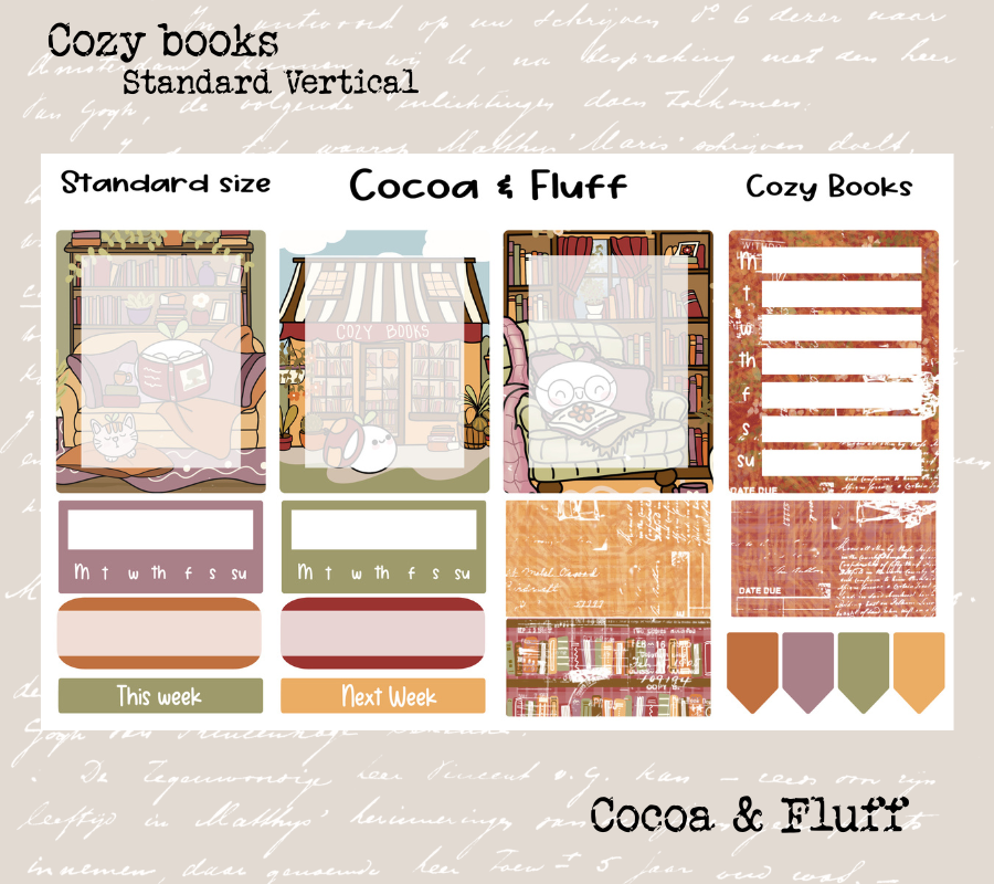 Cozy Books Standard Vertical Weekly Sticker Kit