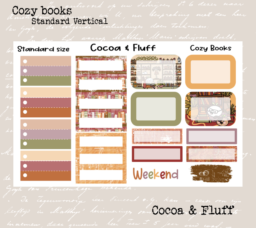 Cozy Books Standard Vertical Weekly Sticker Kit