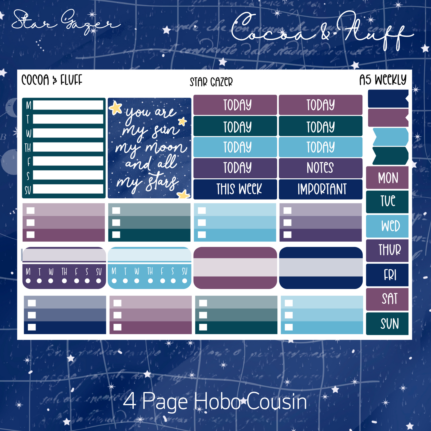 Star Gazer Hobonichi Cousin Weekly Sticker Kit