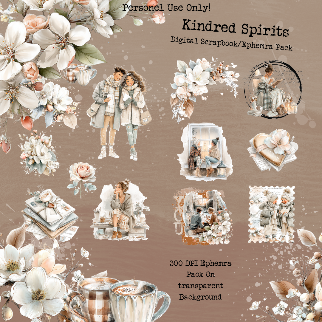 Kindred Spirits – Digital Scrapbook + Ephemera Pack | Printable Journal & Collage Kit
