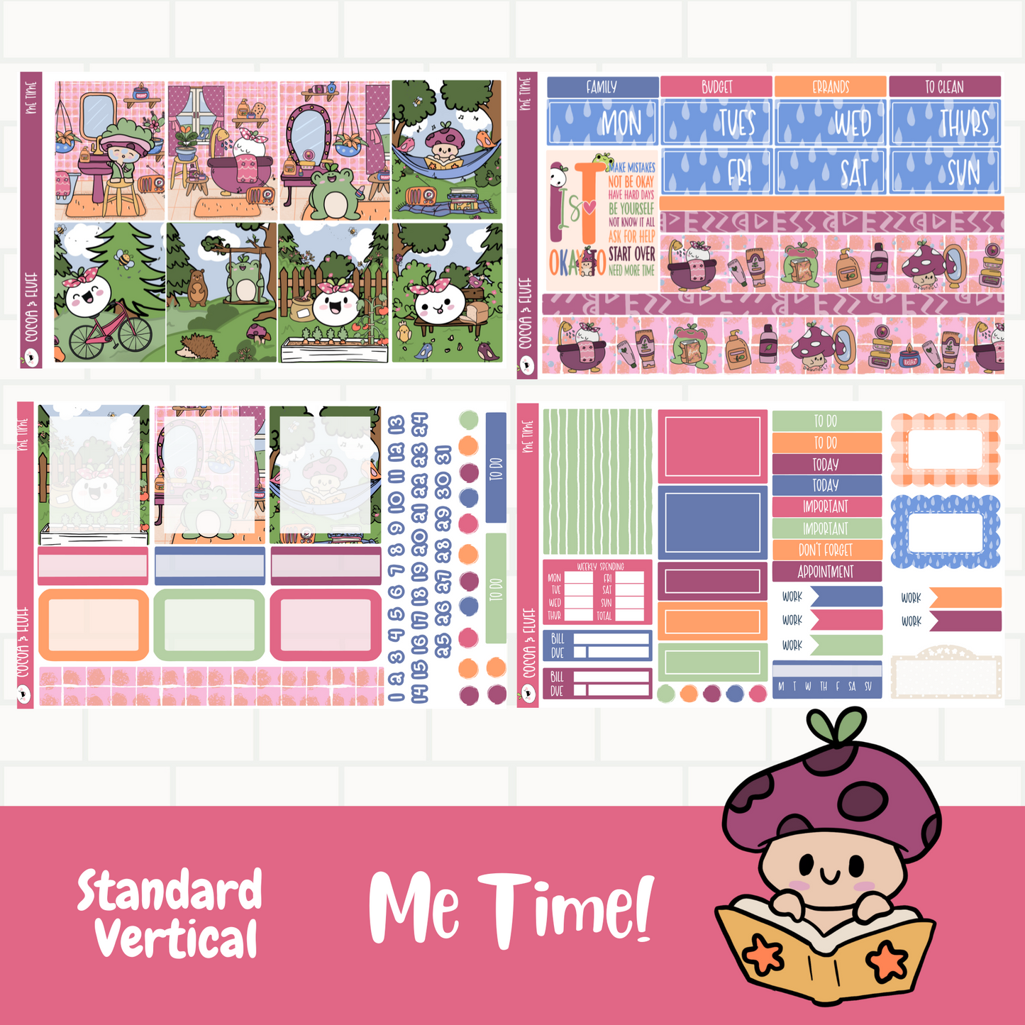 Me Time Standard Vertical Planner Sticker Kit