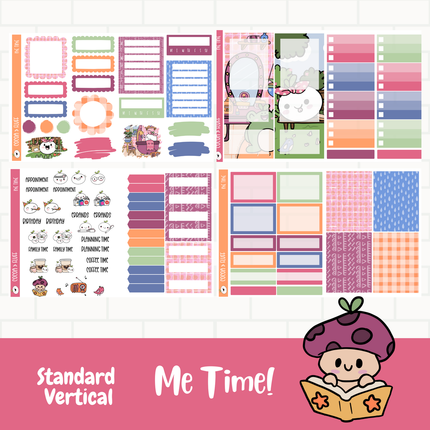 Me Time Standard Vertical Planner Sticker Kit