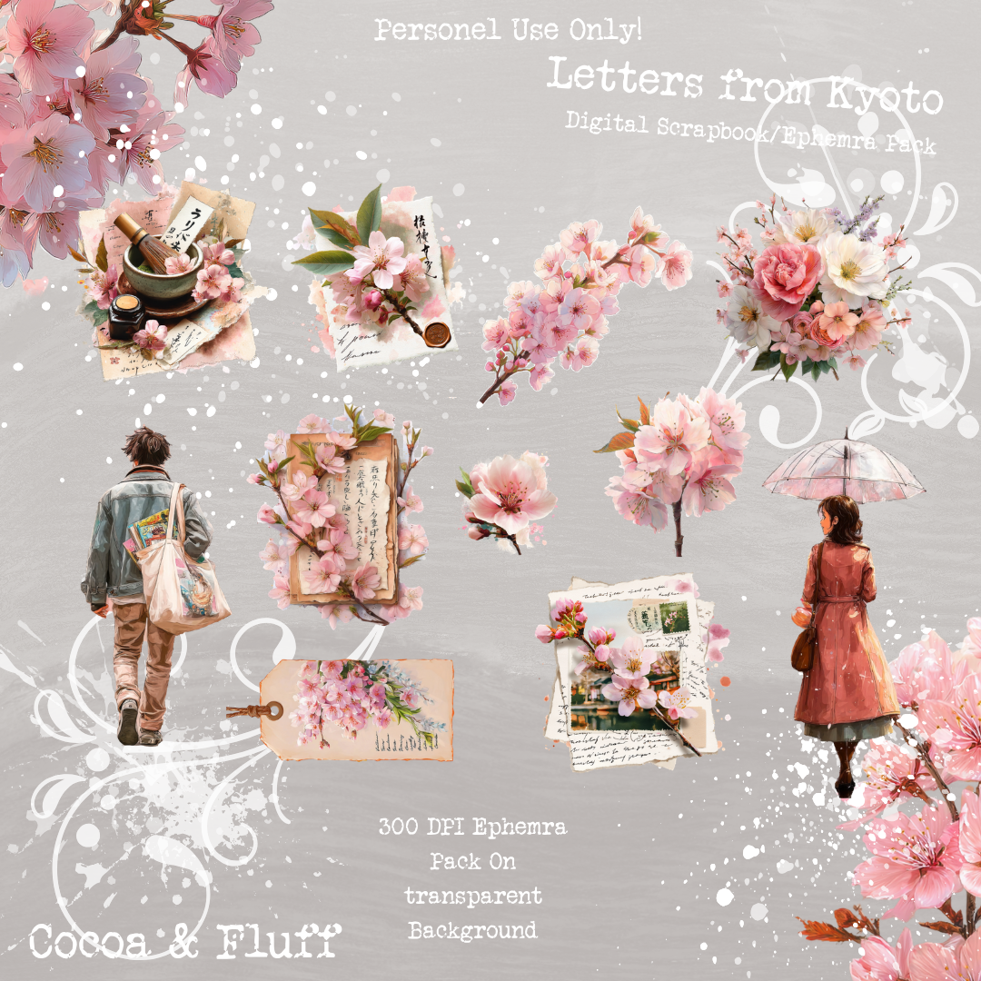 Kyoto – Digital Scrapbook + Ephemera Pack | Printable Journal & Collage Kit
