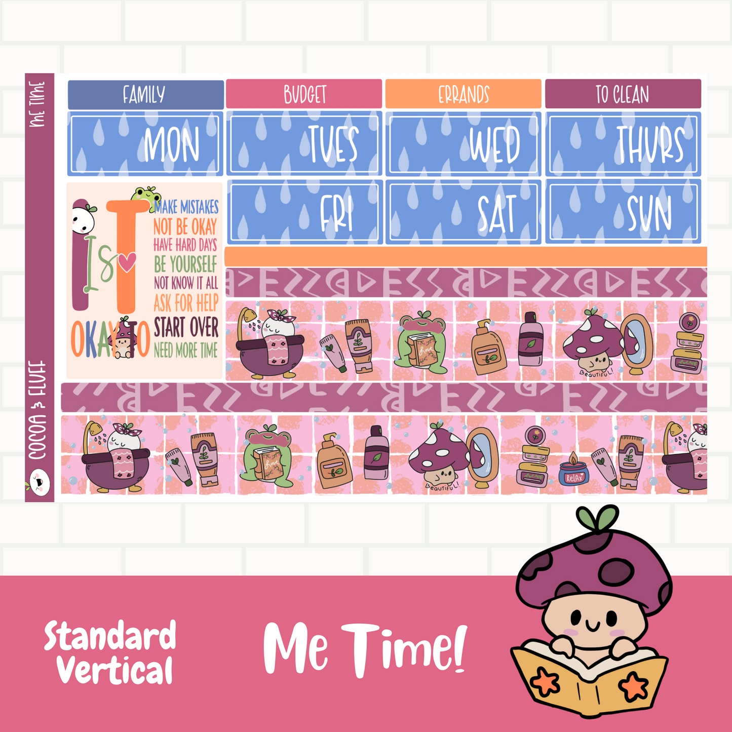 Me Time Standard Vertical Planner Sticker Kit