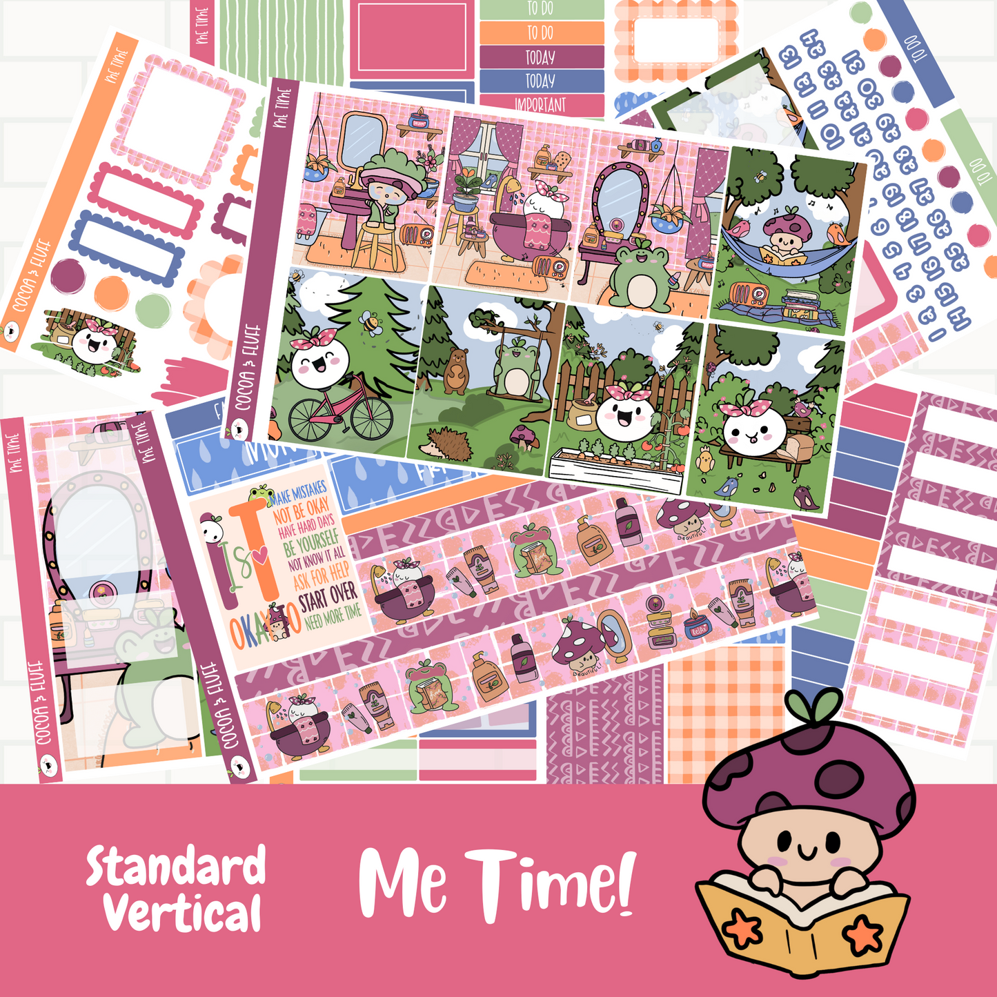 Me Time Standard Vertical Planner Sticker Kit