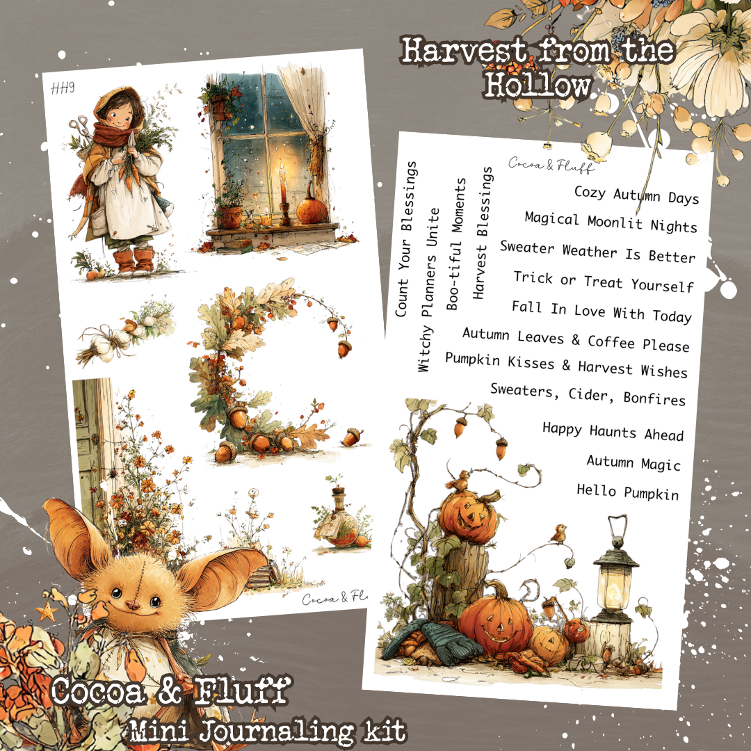 Harvest from the Hollow 6 page Mini Journaling Kit