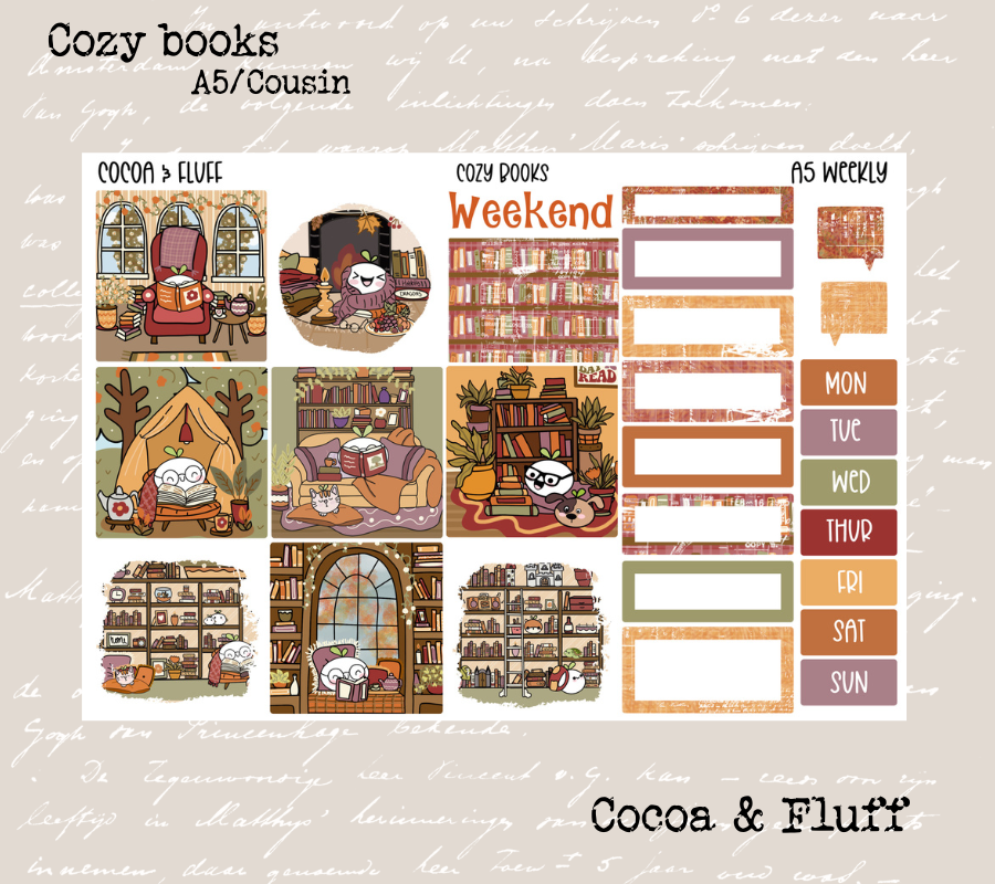 Cozy Books Hobonichi Cousin Weekly Sticker Kit