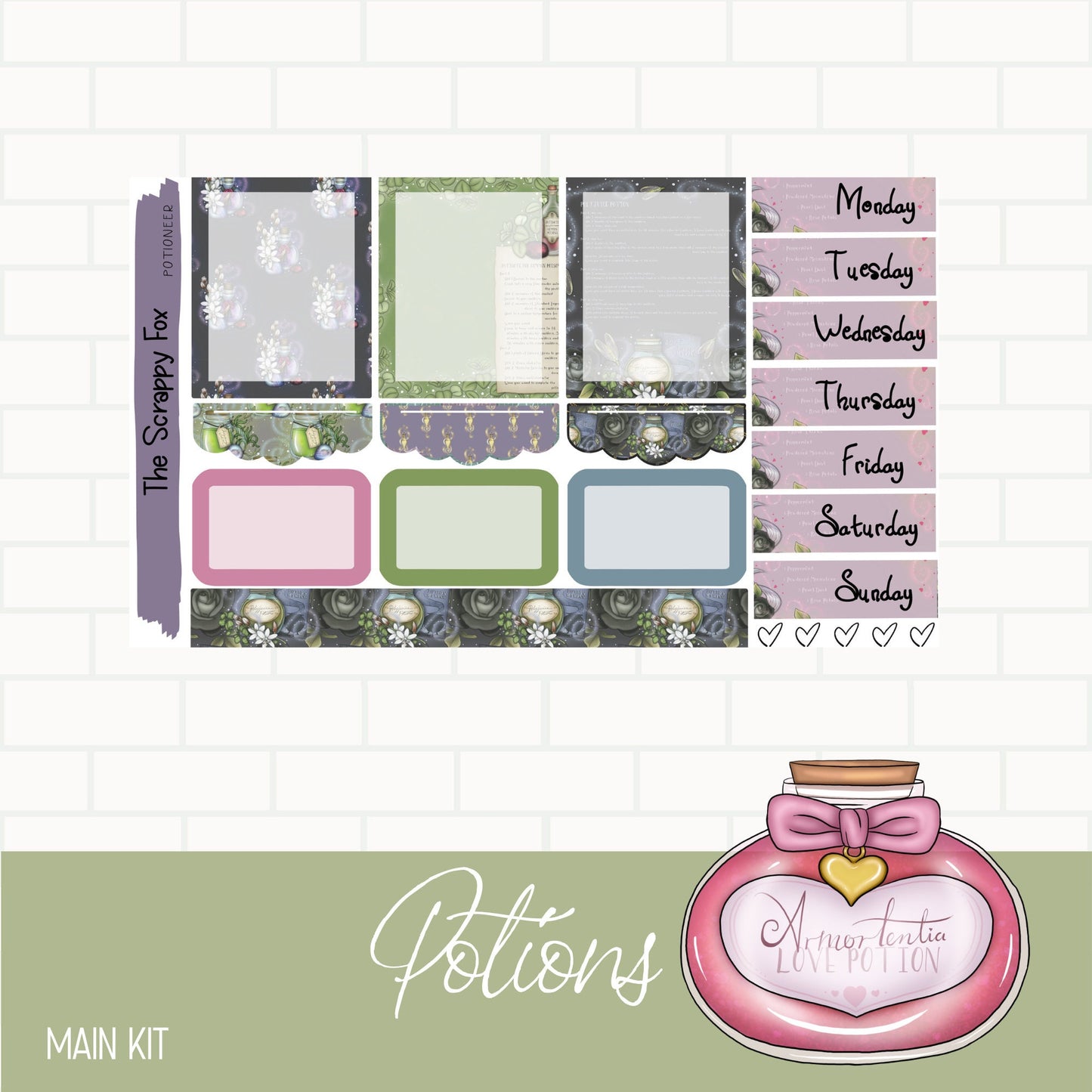The Potioneer Standard Vertical Weekly Sticker Kit