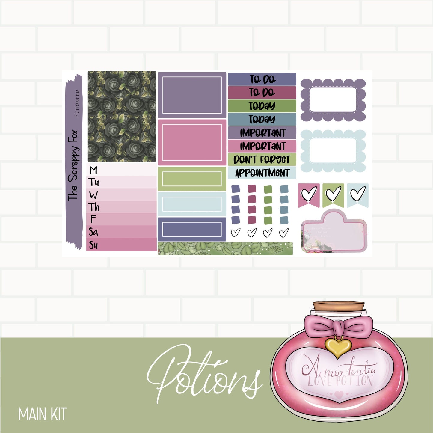The Potioneer Standard Vertical Weekly Sticker Kit