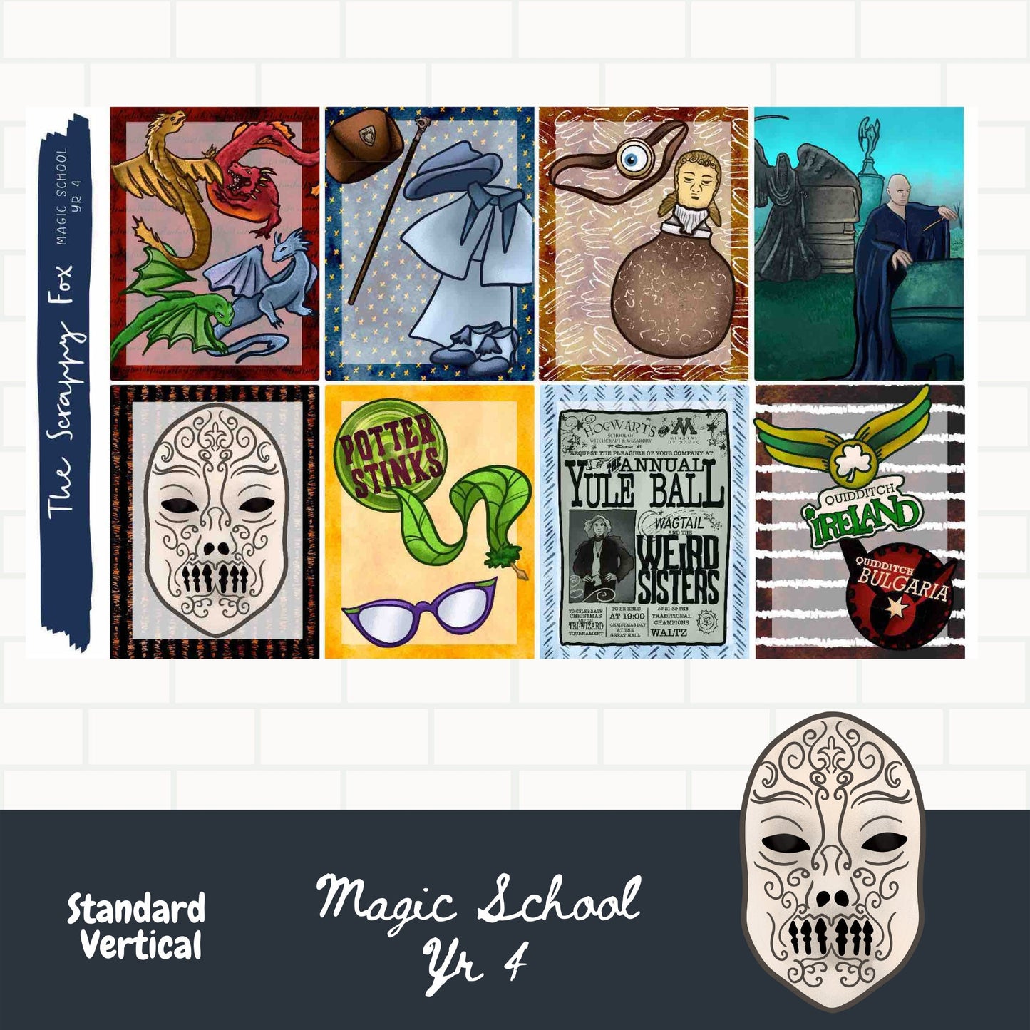 Magic School Year 4 Standard vertical Weekly Planner Sticker Kit