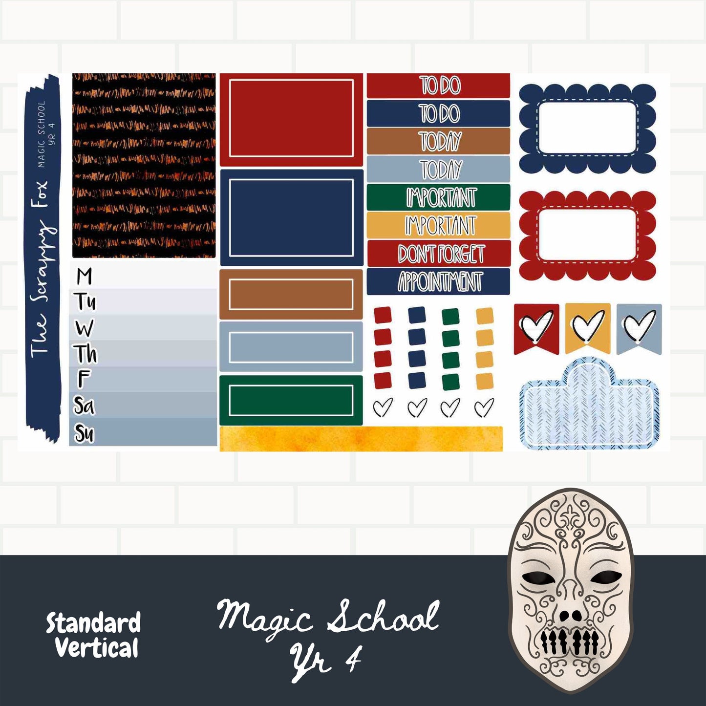 Magic School Year 4 Standard vertical Weekly Planner Sticker Kit