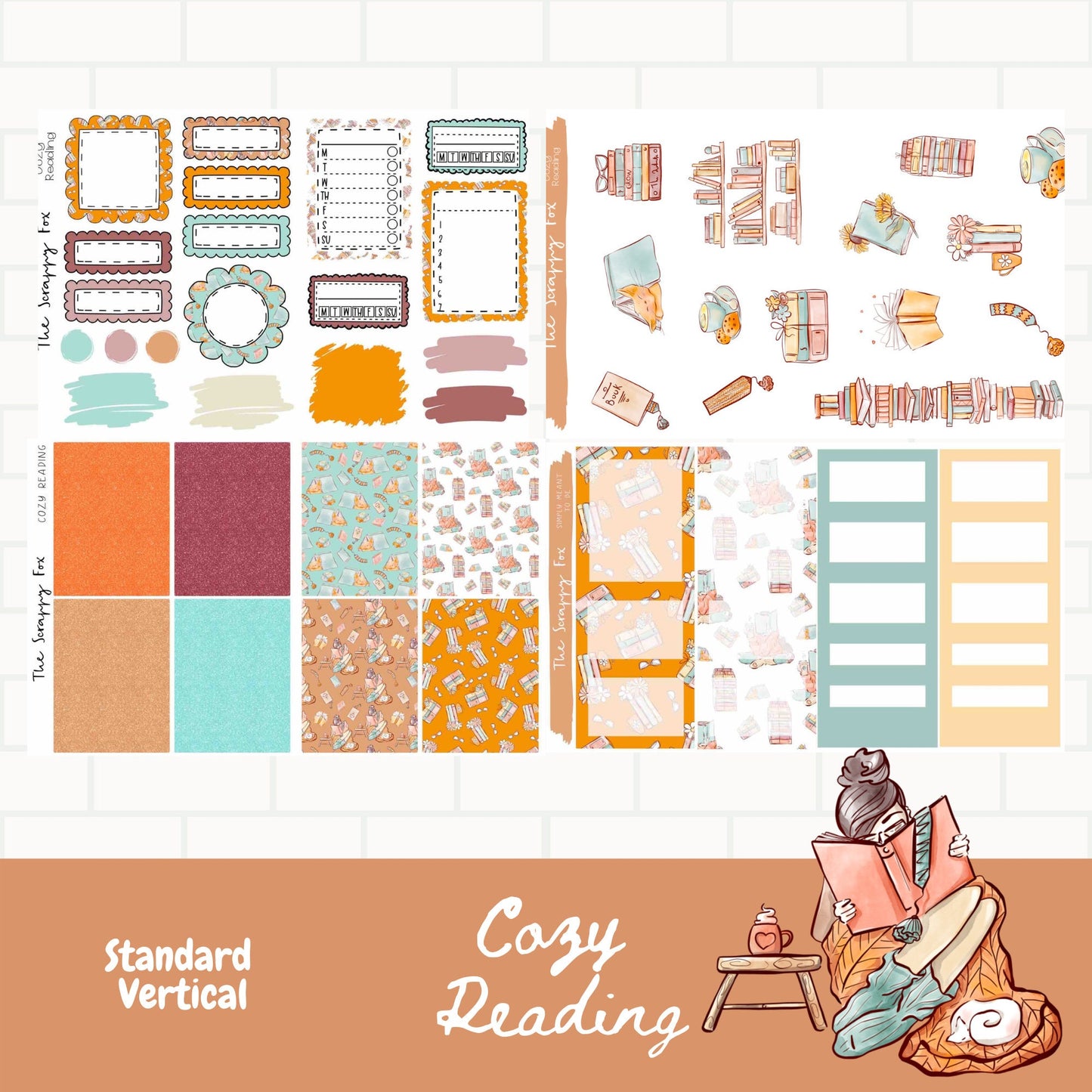Cozy Reading Standard Vertical Weekly Sticker Kit