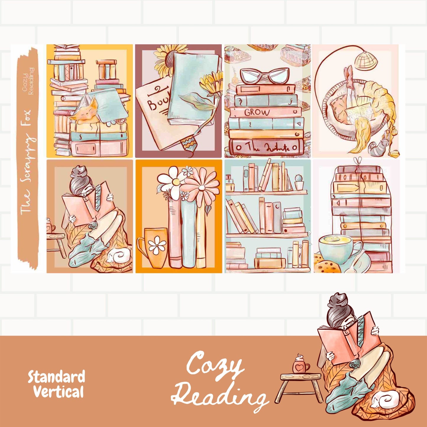 Cozy Reading Standard Vertical Weekly Sticker Kit