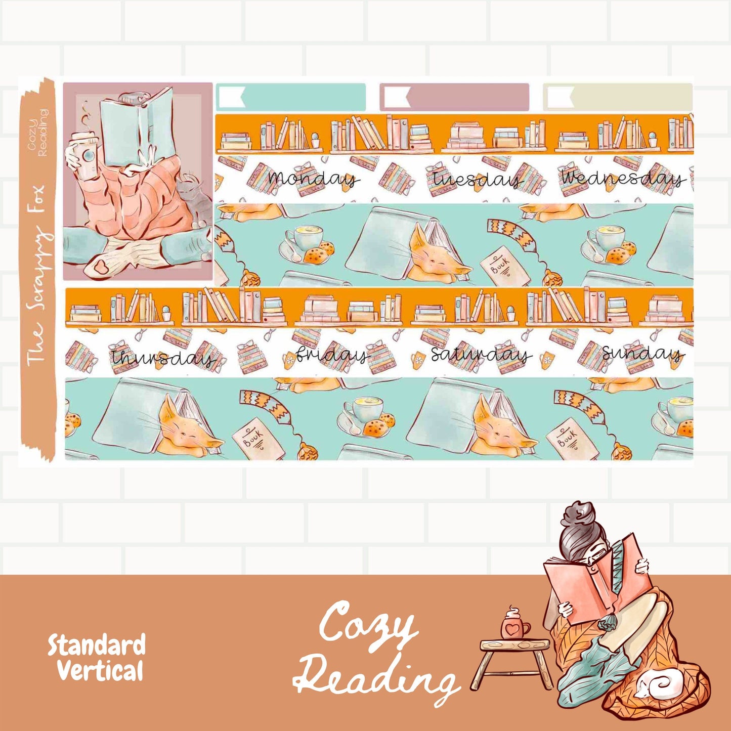 Cozy Reading Standard Vertical Weekly Sticker Kit