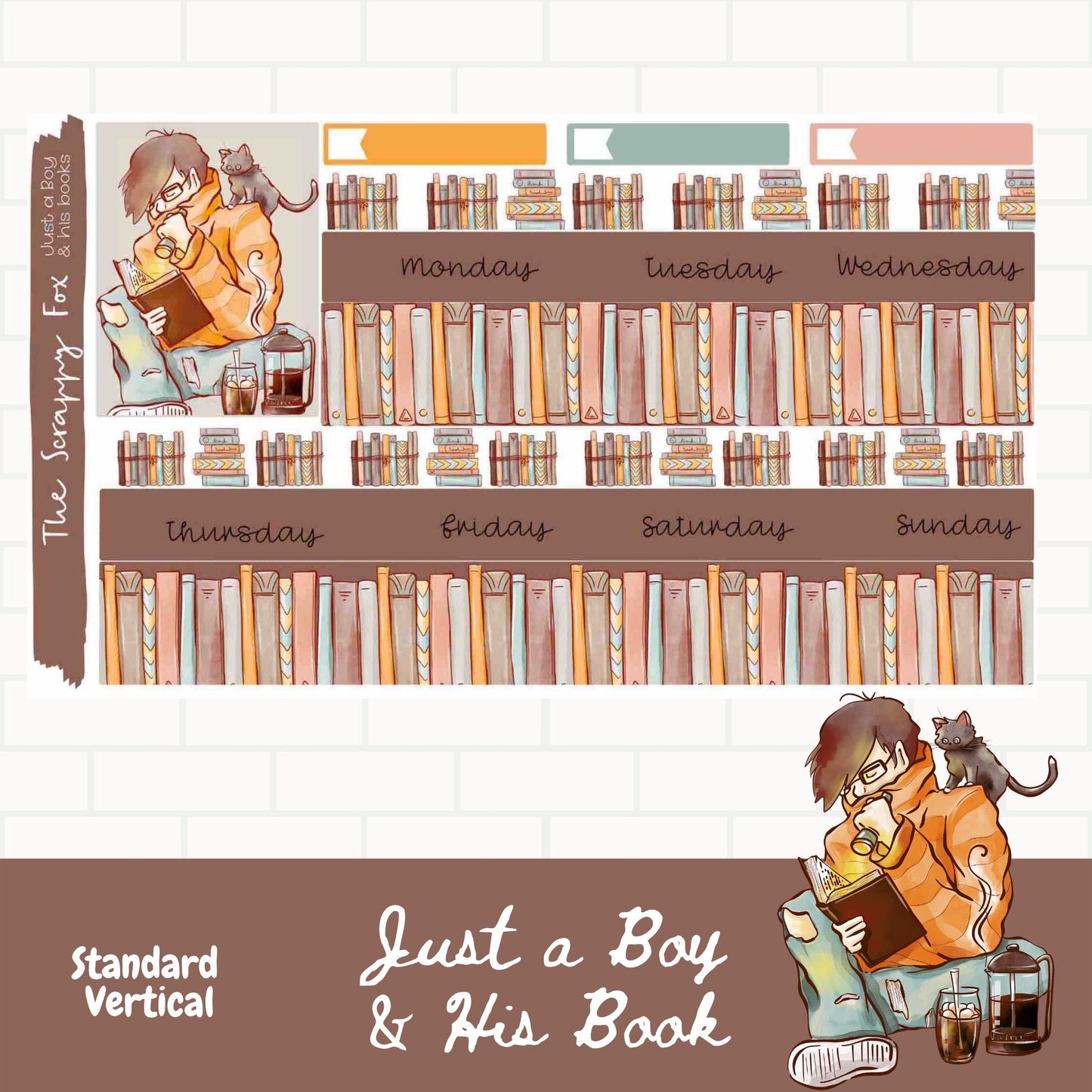 Just a Boy & His Book Standard Vertical Weekly Sticker Kit