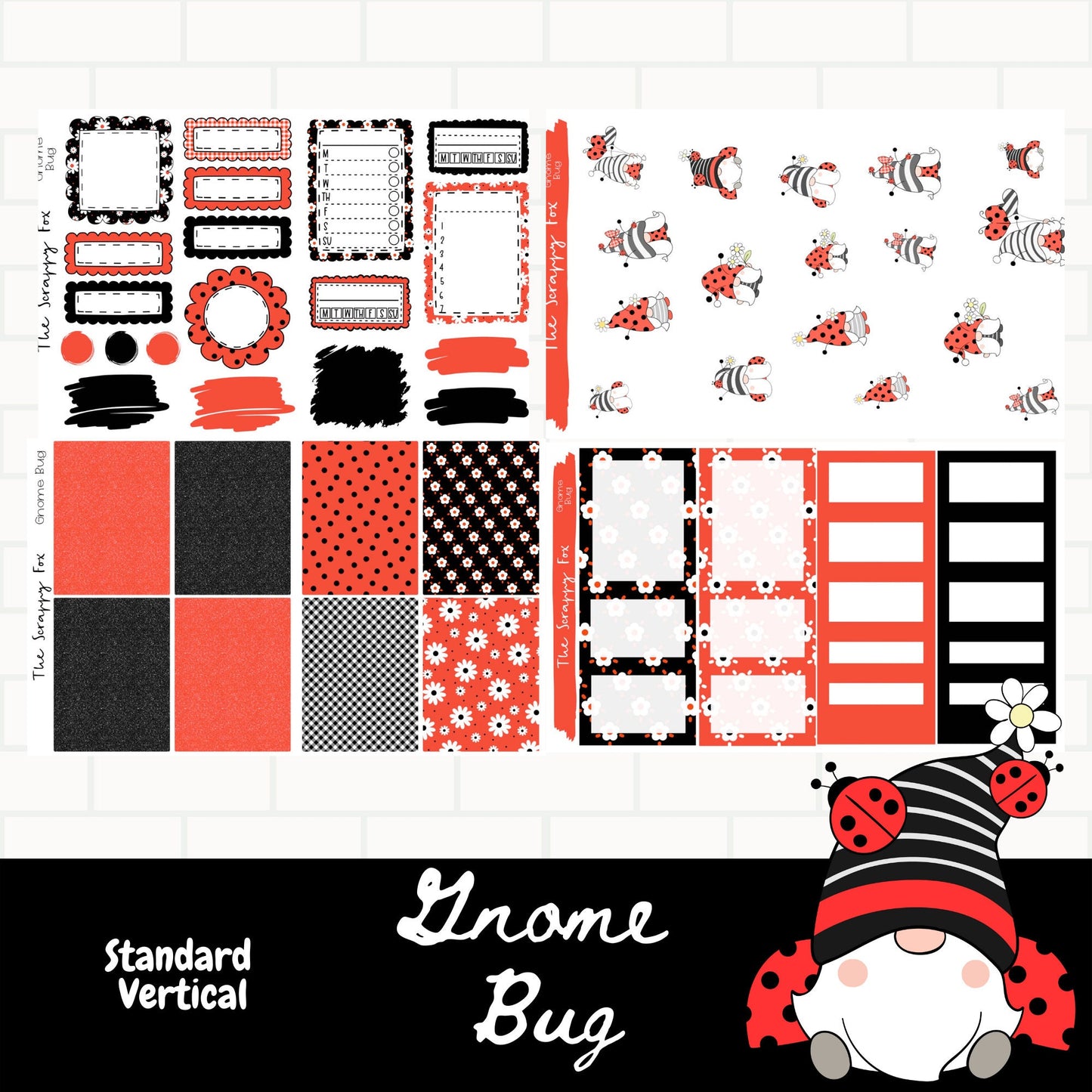 Gnome Bug Standard Vertical Weekly Sticker Kit