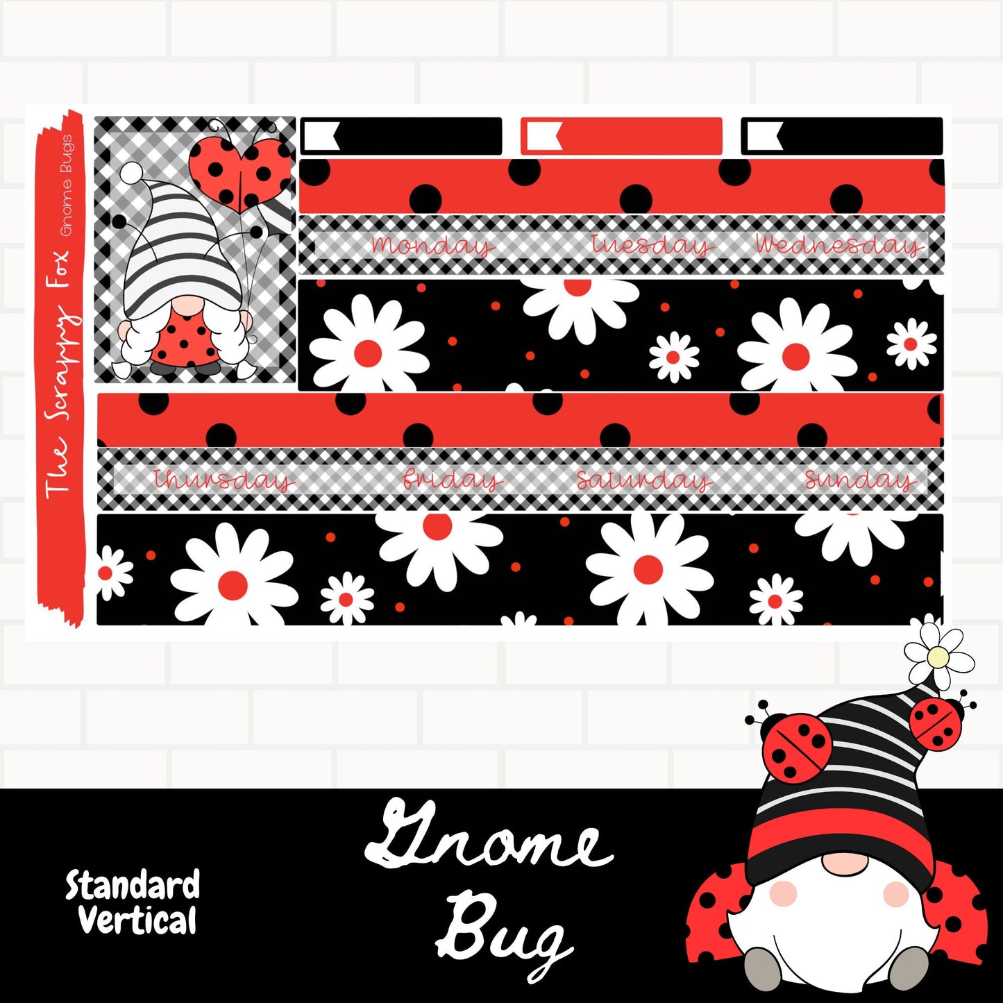 Gnome Bug Standard Vertical Weekly Sticker Kit