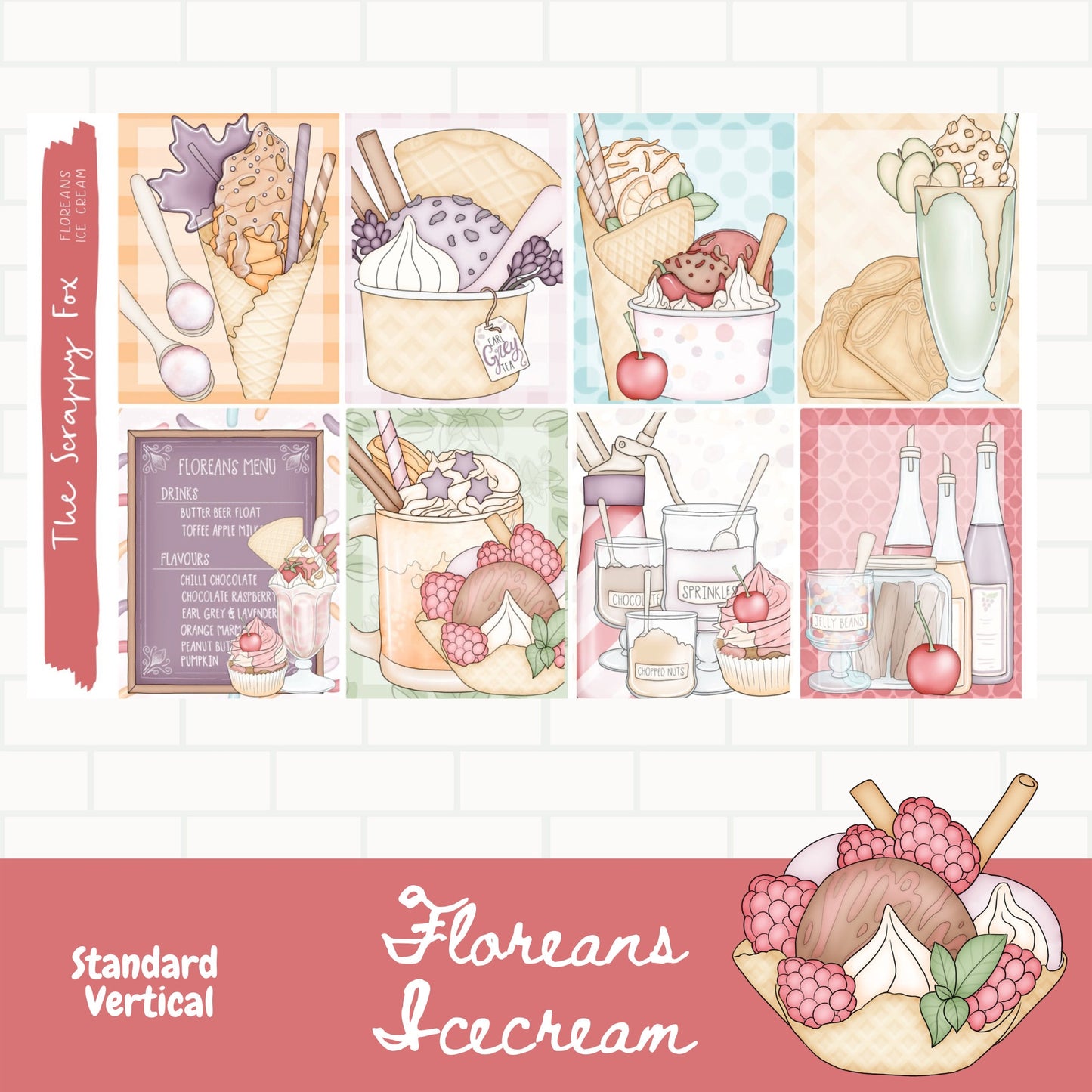 Floreans Ice Cream Standard Vertical Weekly Sticker Kit