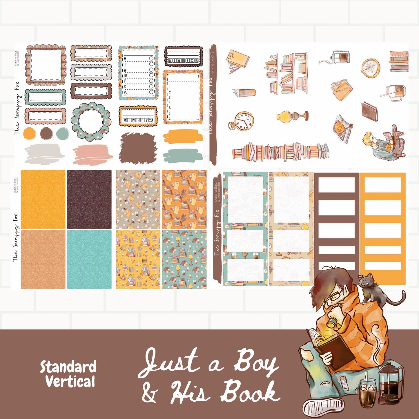 Just a Boy & His Book Standard Vertical Weekly Sticker Kit