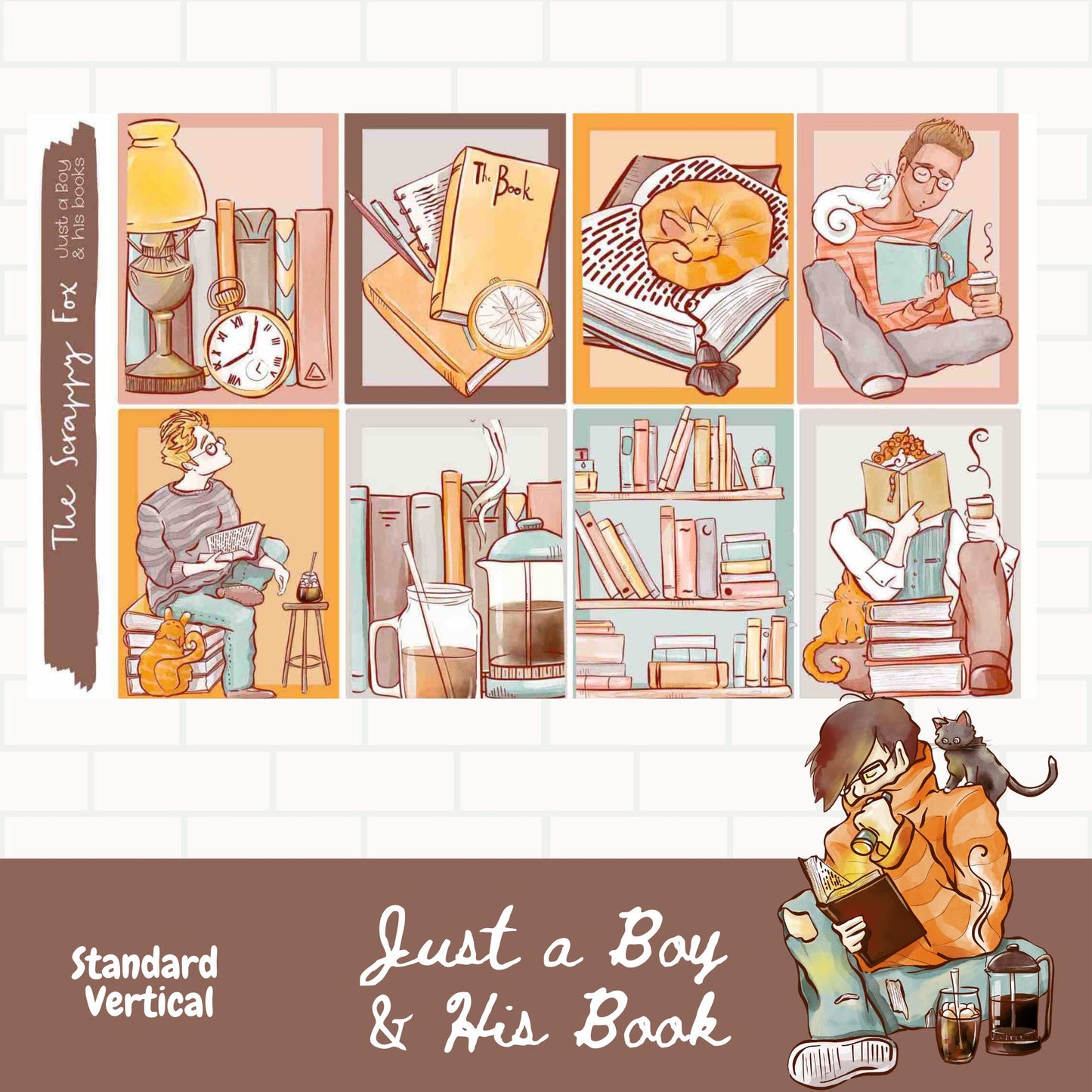 Just a Boy & His Book Standard Vertical Weekly Sticker Kit