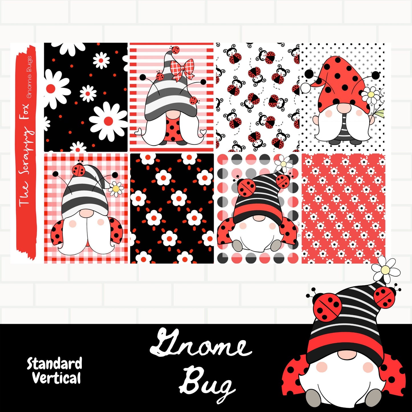 Gnome Bug Standard Vertical Weekly Sticker Kit