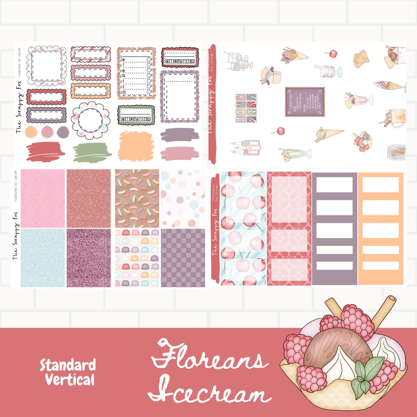 Floreans Ice Cream Standard Vertical Weekly Sticker Kit