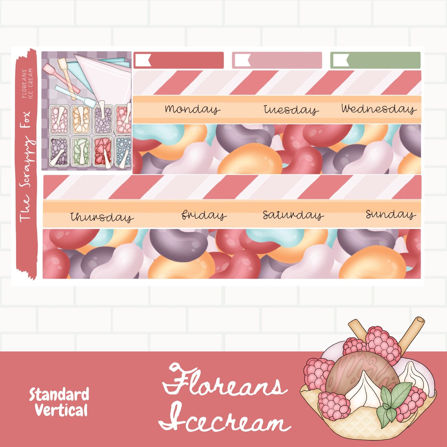 Floreans Ice Cream Standard Vertical Weekly Sticker Kit