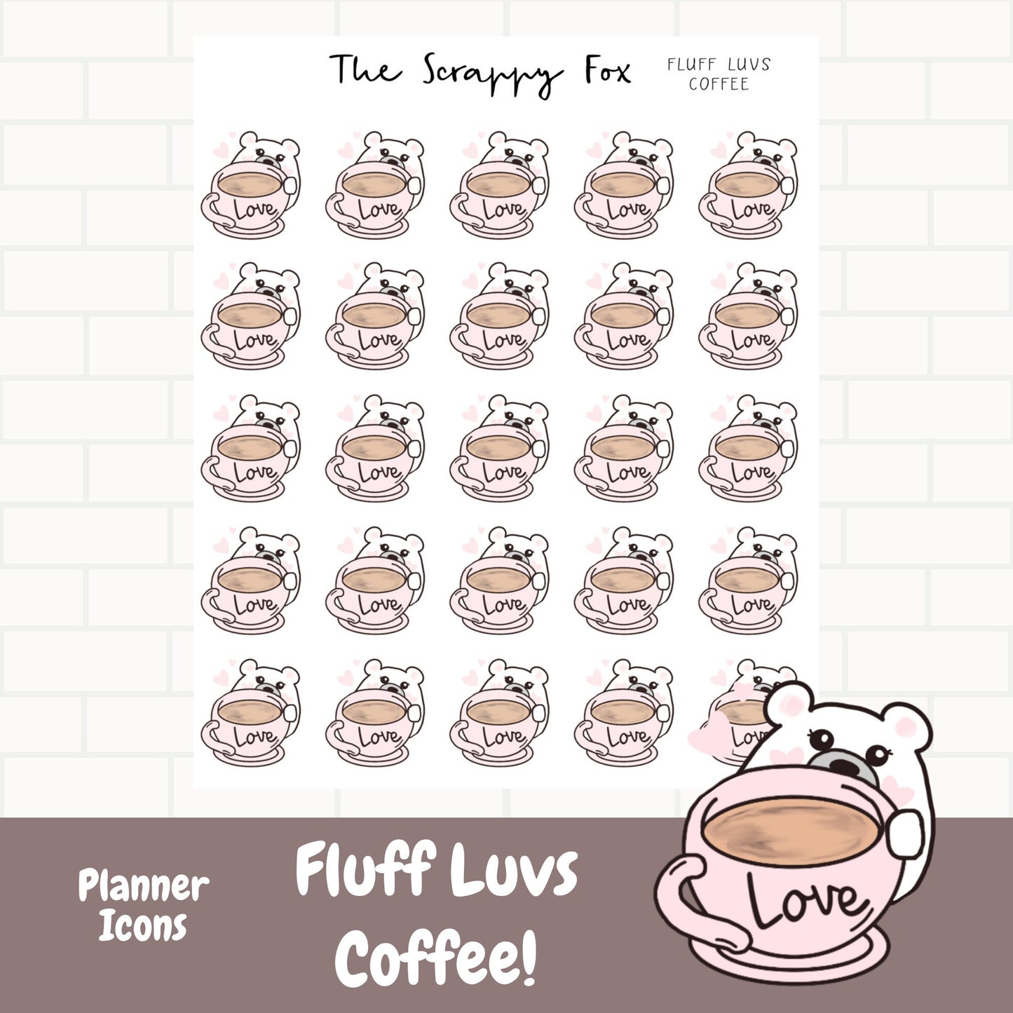 Fluff Loves Coffee Planner Icons