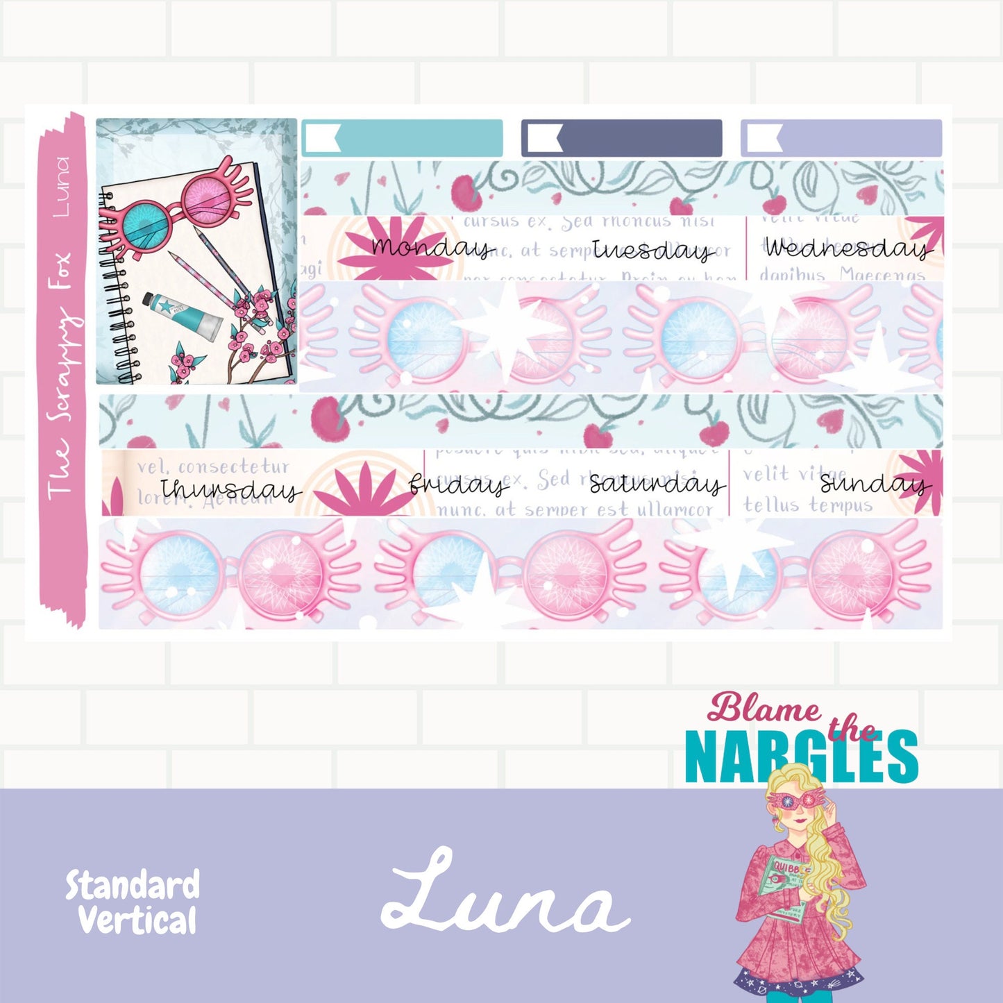 Luna Standard Vertical Weekly Sticker Kit