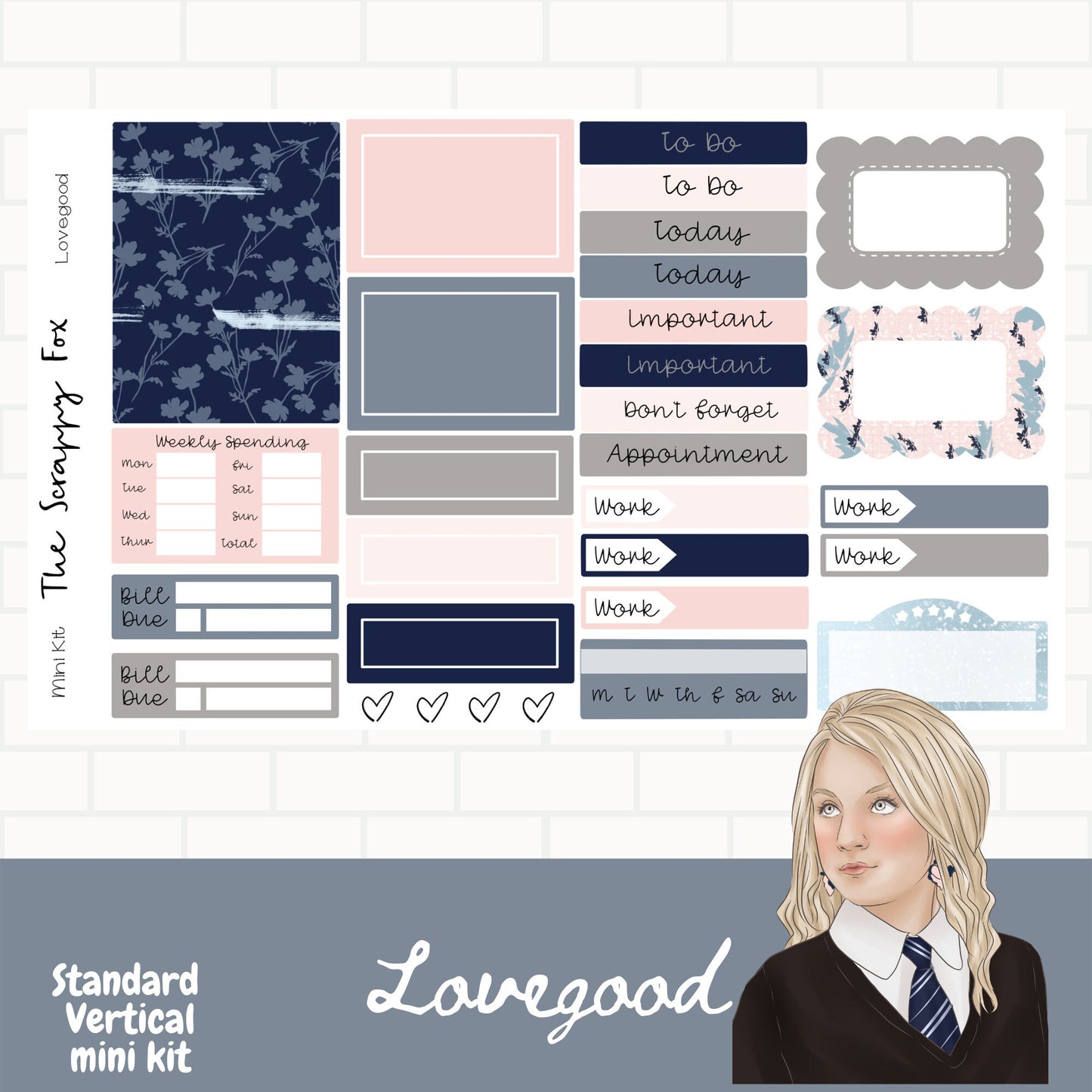 Lovegood Standard Vertical Weekly Sticker Kit