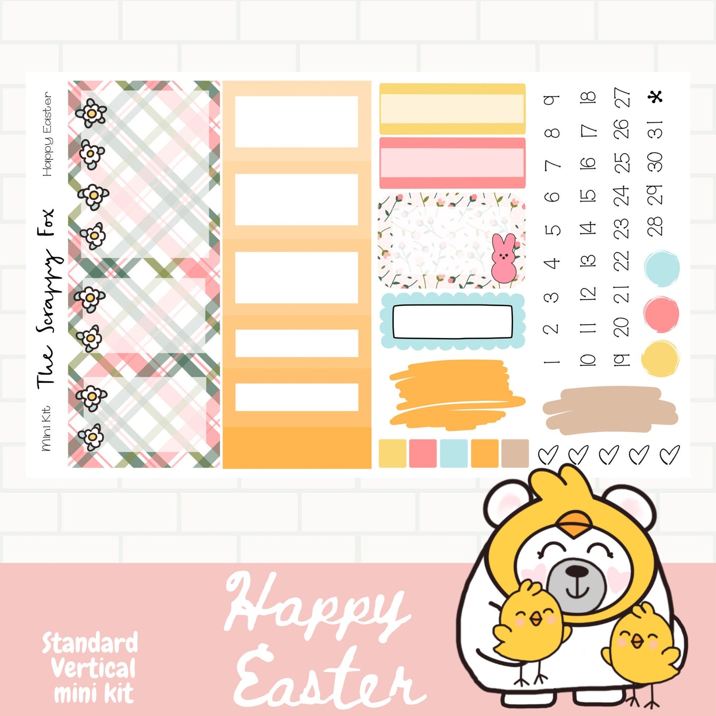 Happy Easter Standard Vertical Weekly Sticker Kit