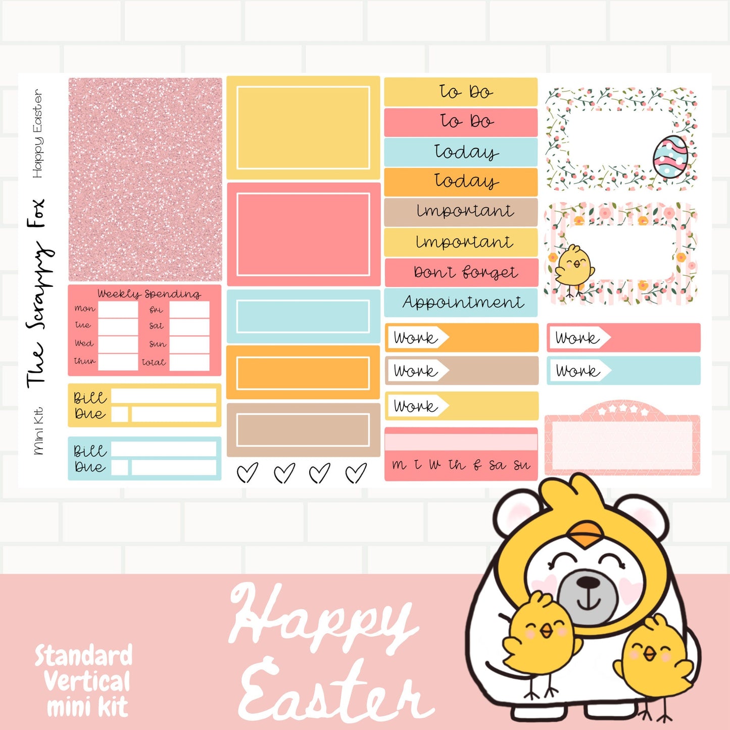 Happy Easter Standard Vertical Weekly Sticker Kit