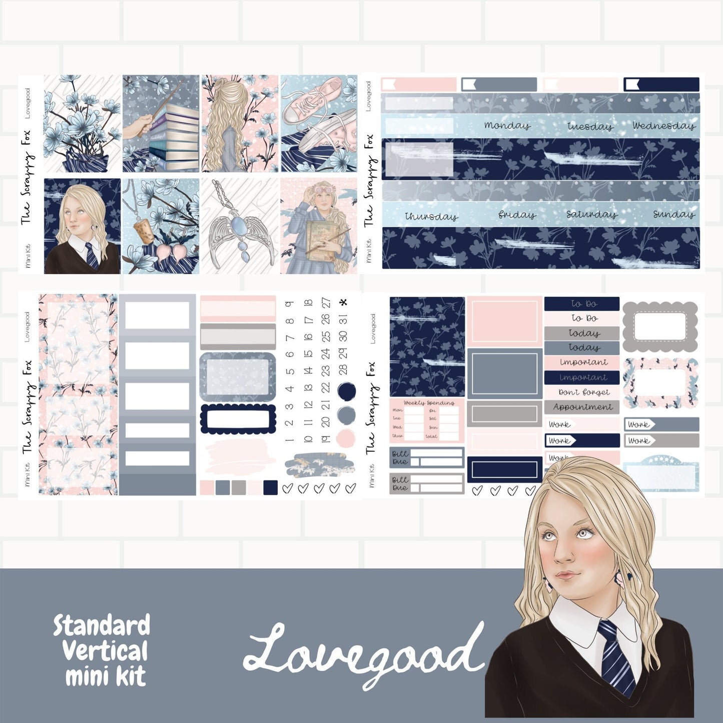 Lovegood Standard Vertical Weekly Sticker Kit
