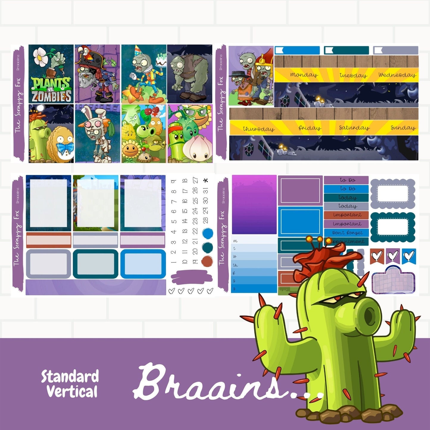 Braains Standard Vertical Weekly Sticker Kit