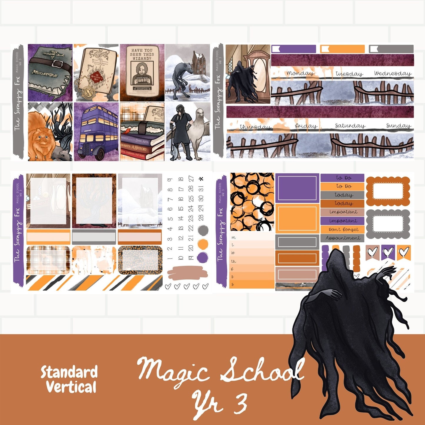 Magic School Year 3 Standard Vertical Weekly Sticker Kit