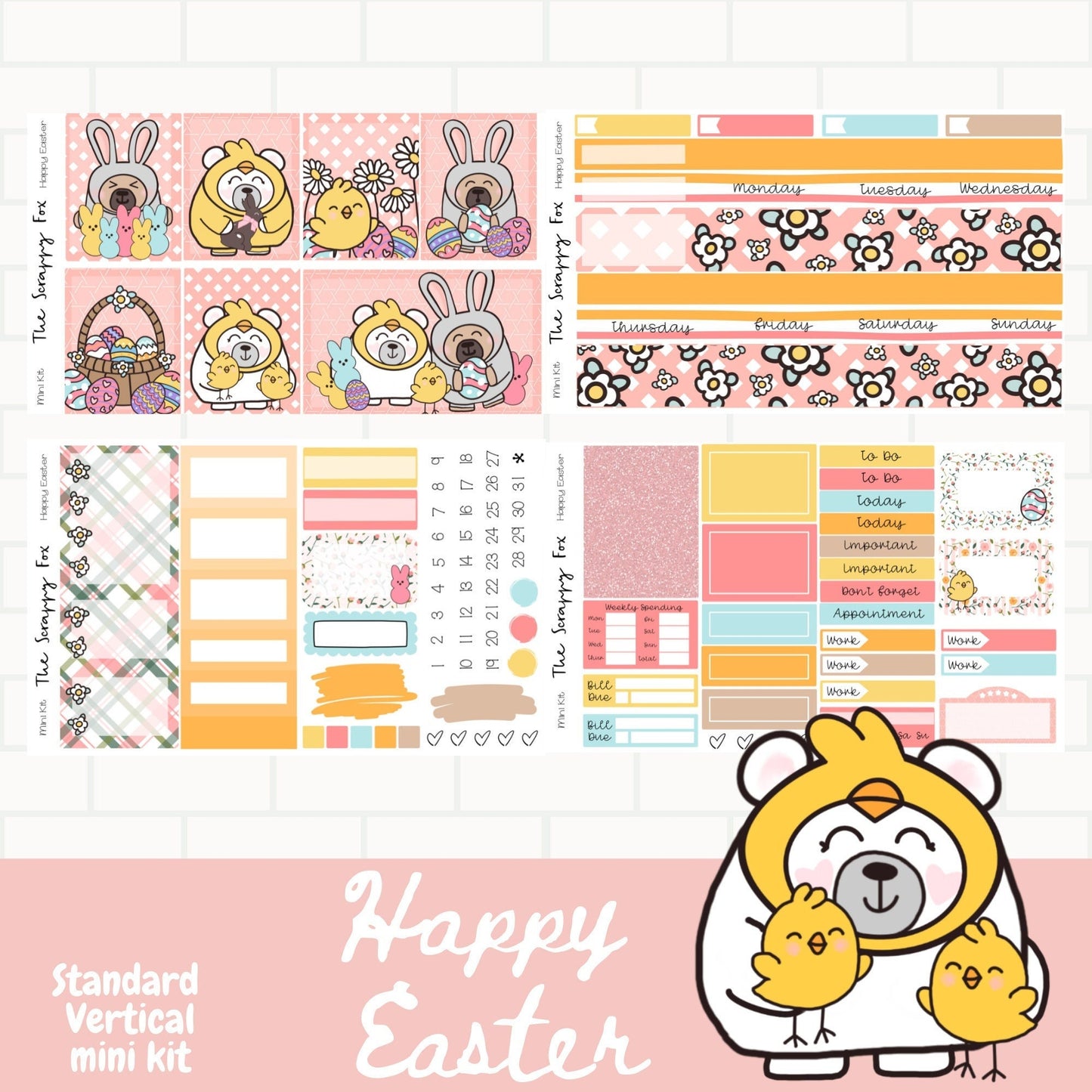 Happy Easter Standard Vertical Weekly Sticker Kit