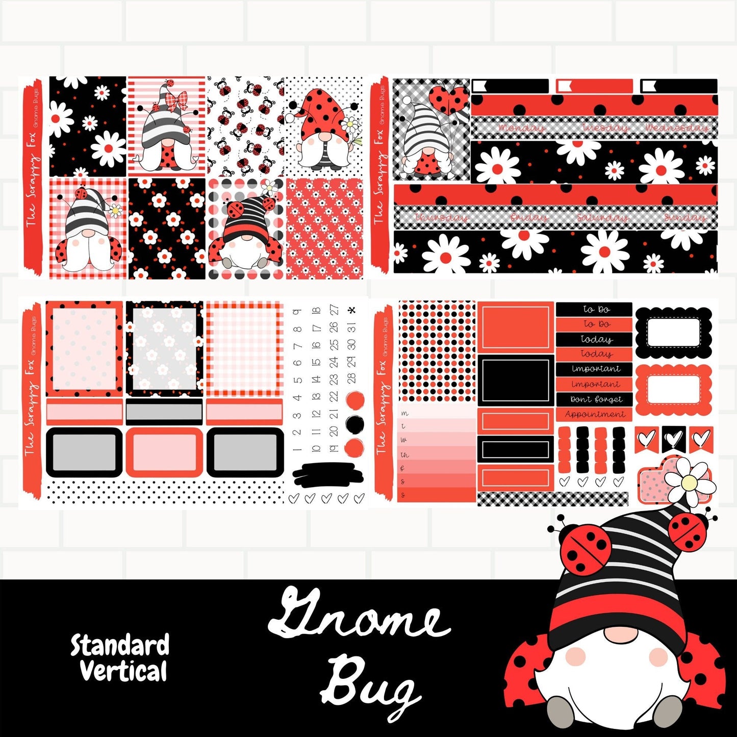 Gnome Bug Standard Vertical Weekly Sticker Kit