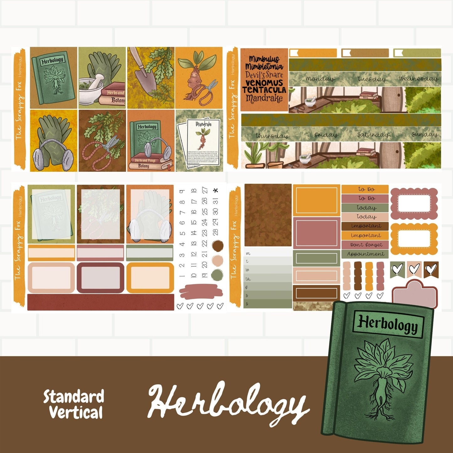 Herbology Standard Vertical Weekly Sticker Kit