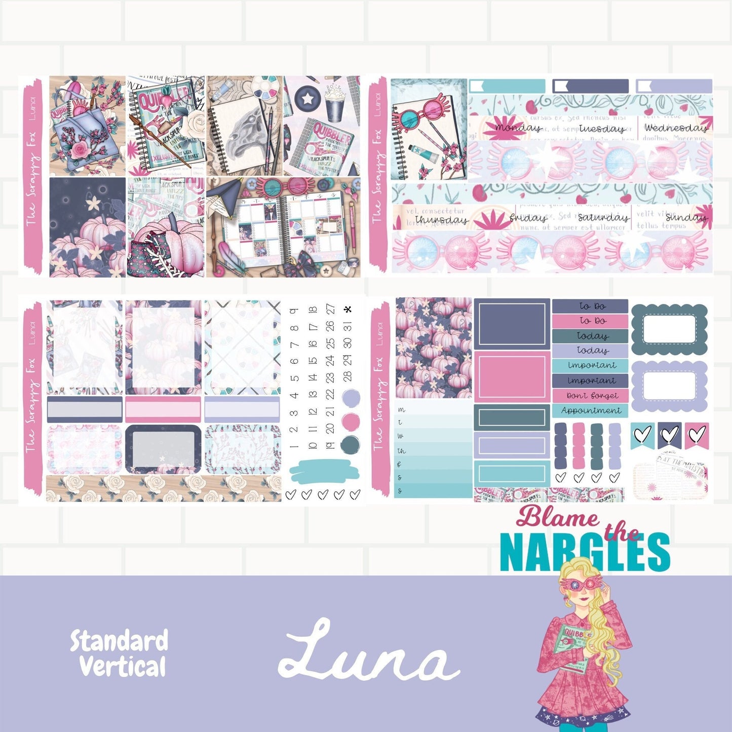 Luna Standard Vertical Weekly Sticker Kit