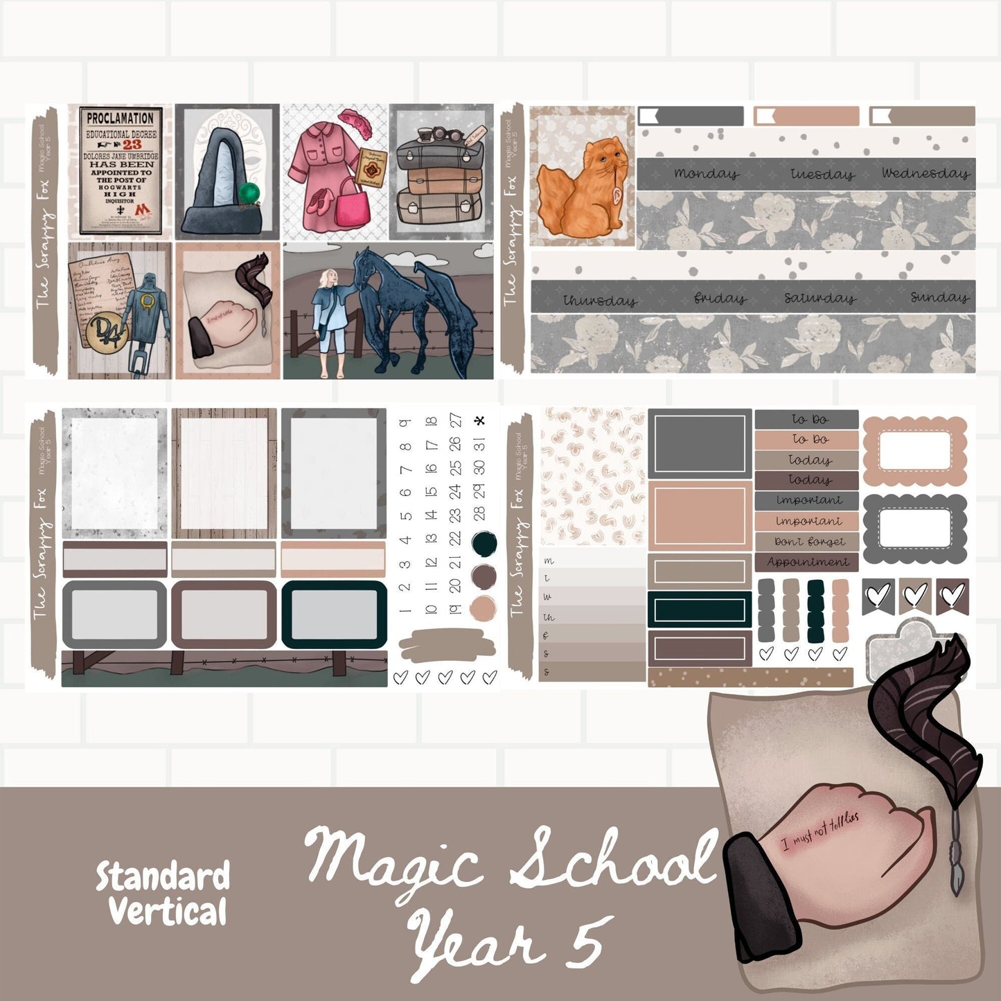 Magic School Year 5 Standard Vertical Weekly Sticker Kit