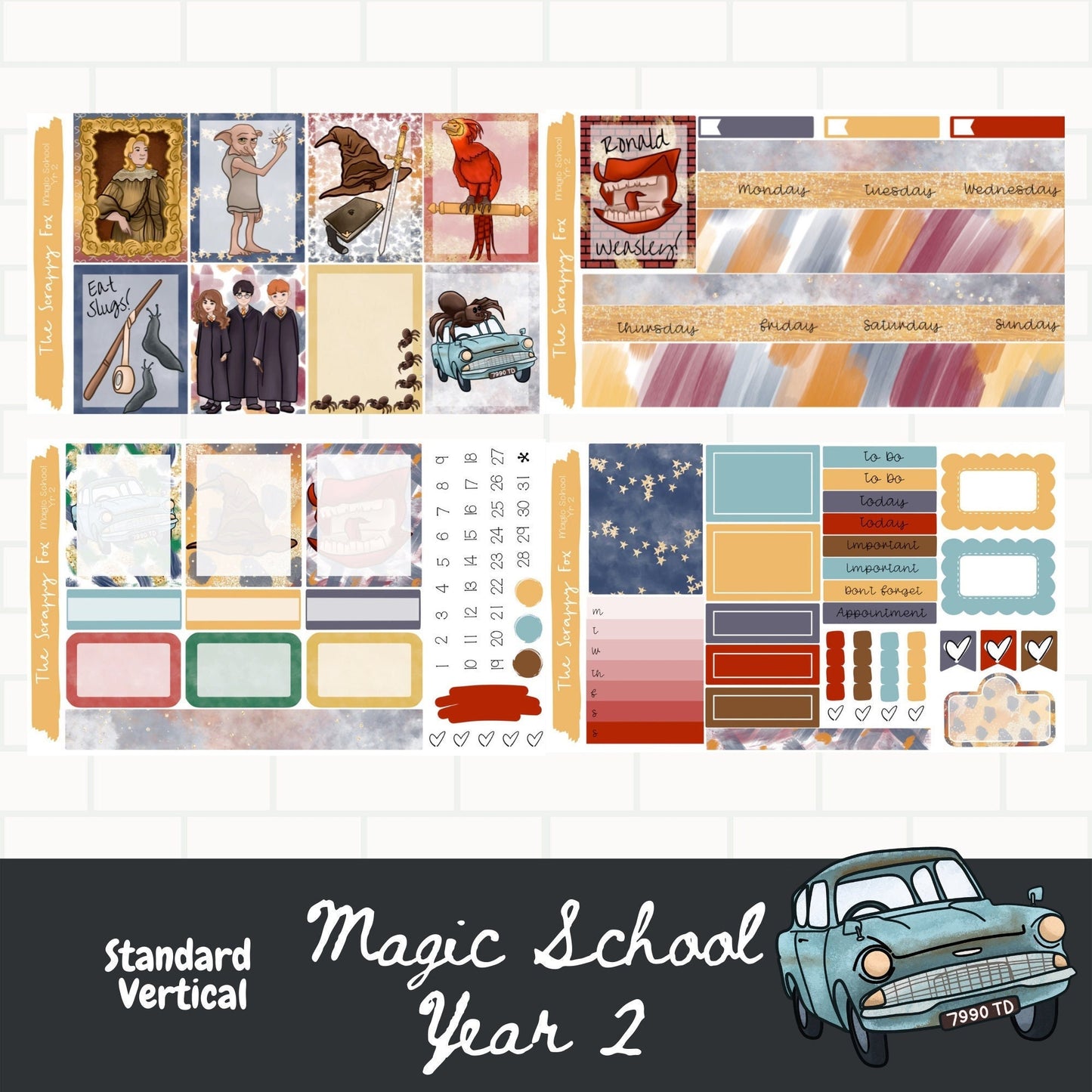 Magic School Yr 2 Standard Vertical Weekly Sticker Kit