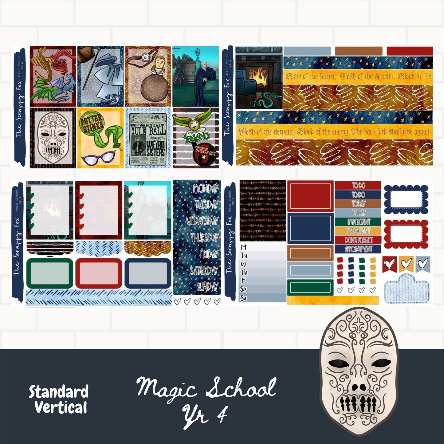 Magic School Year 4 Standard vertical Weekly Planner Sticker Kit