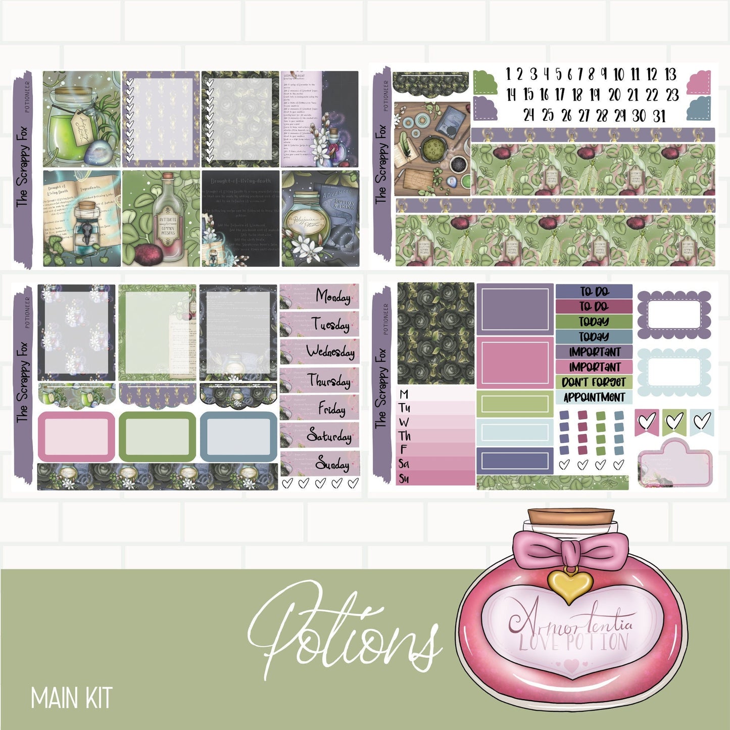 The Potioneer Standard Vertical Weekly Sticker Kit