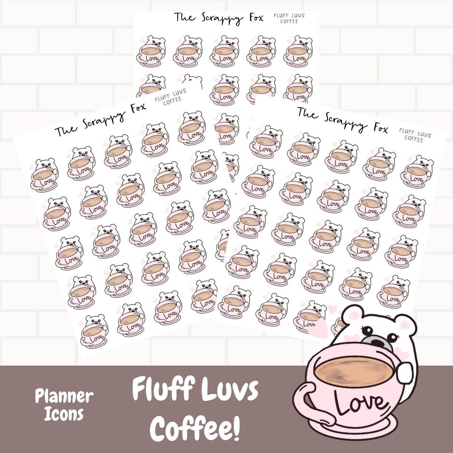 Fluff Loves Coffee Planner Icons