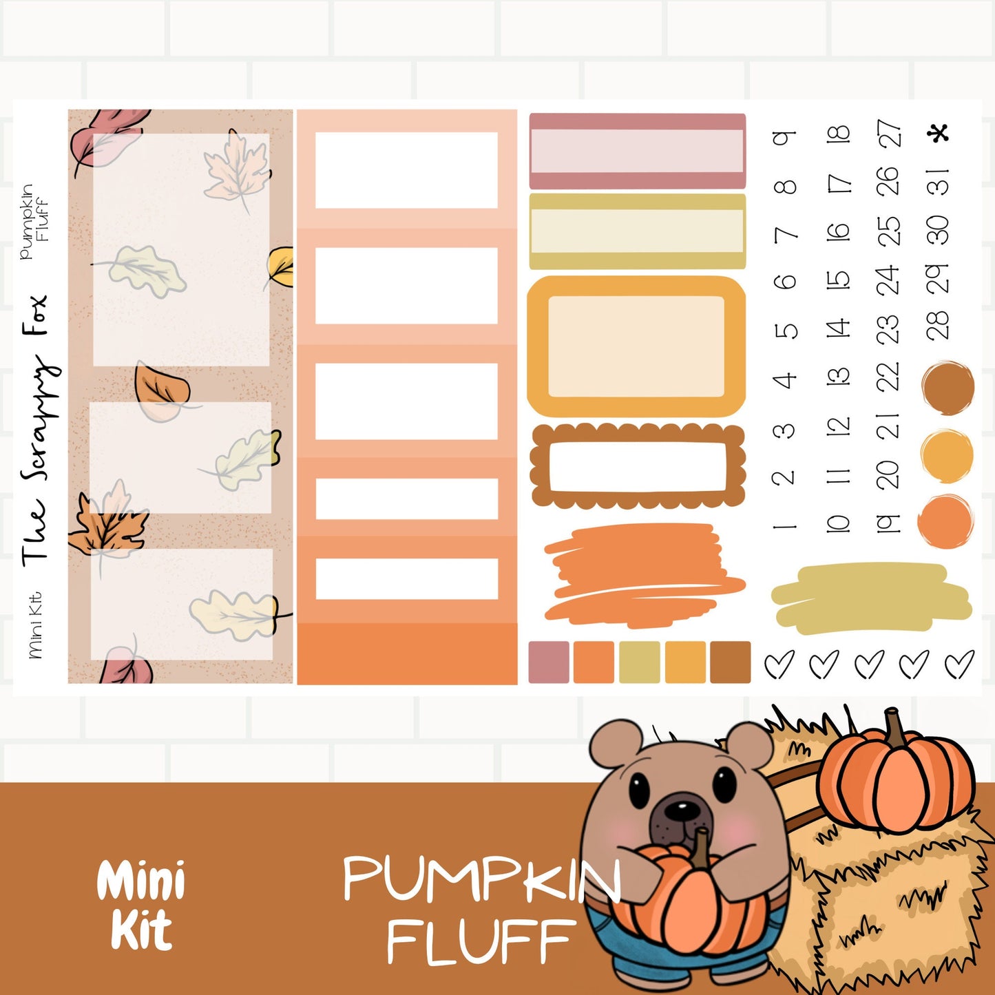 Pumpkin Fluff Standard Vertical Weekly Sticker Kit