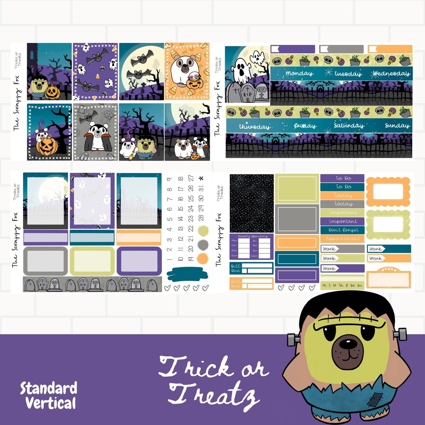 Tricks or Treatz Standard Vertical Weekly Sticker Kit