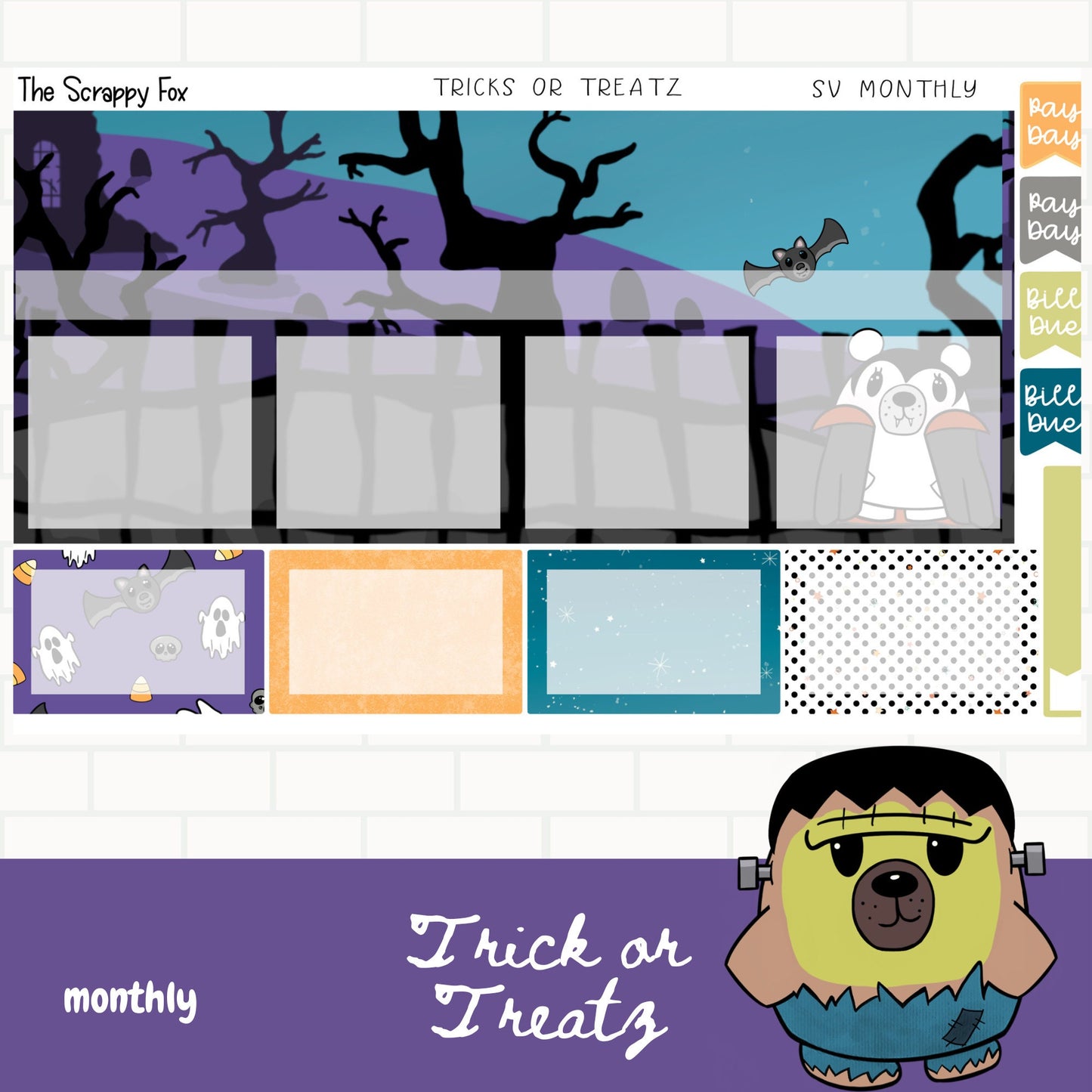 Tricks or Treatz Standard Vertical Monthly Planner Kit
